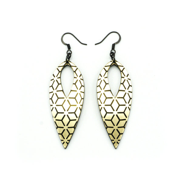 Nativas [25] // Acrylic Earrings - Brushed Gold, Black