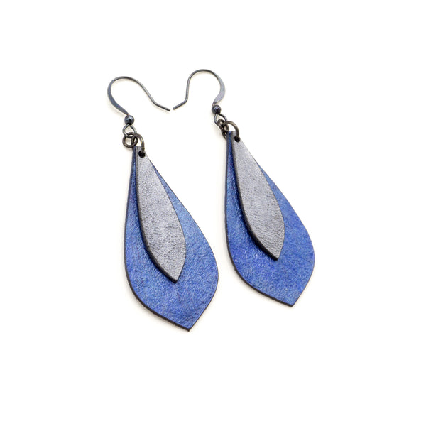 Innera // Leather Earrings - Purple Pearl, Silver
