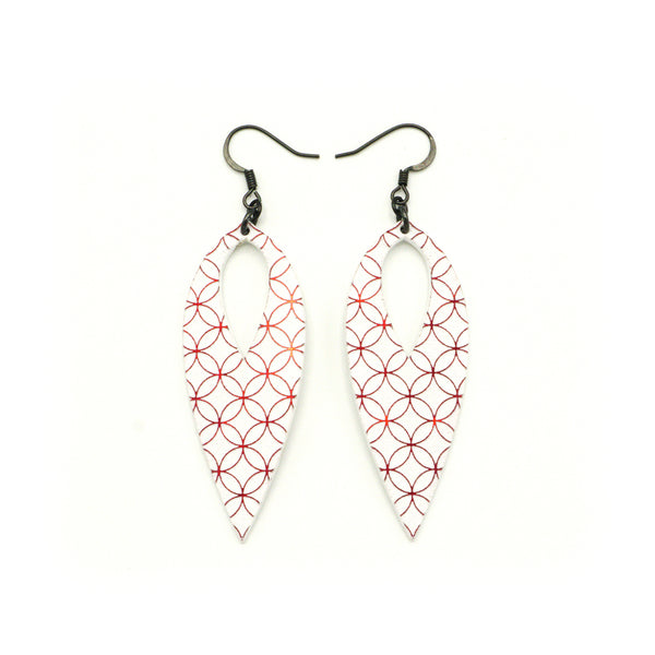 Nativas [27R] // Acrylic Earrings - Red Holograph, White