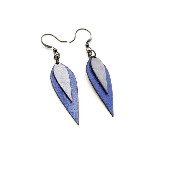 Innera // Leather Earrings - Purple Pearl, Silver