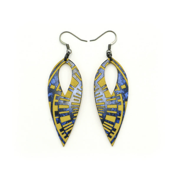 Nativas [06] // Acrylic Earrings - Celestial Blue, Gold