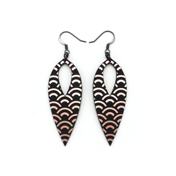 Nativas [32R] // Acrylic Earrings - Rose Gold, Black