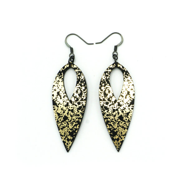 Nativas [24] // Acrylic Earrings - Brushed Gold, Black