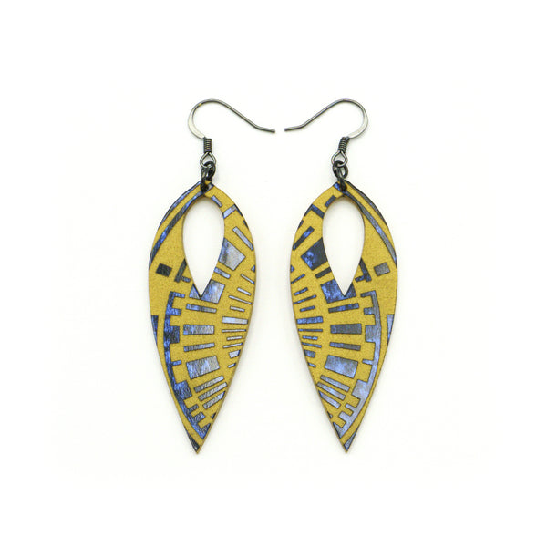 Nativas [06R] // Acrylic Earrings - Celestial Blue, Gold