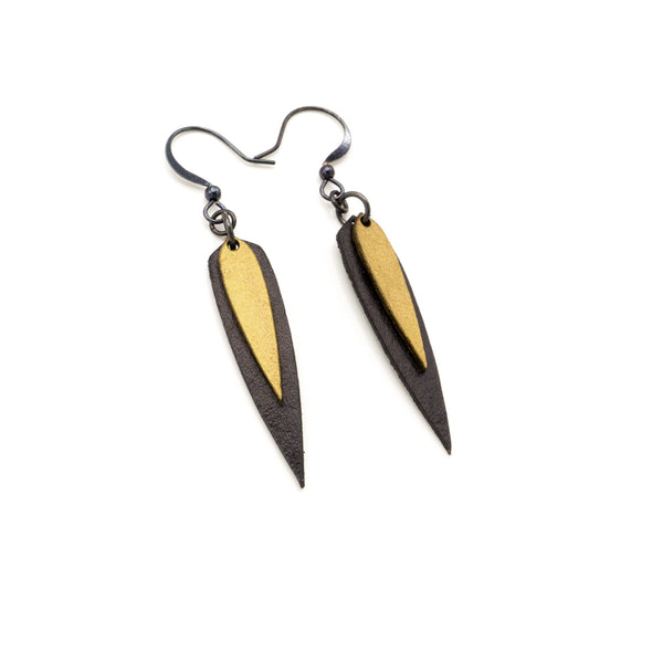 Innera // Leather Earrings - Black, Gold