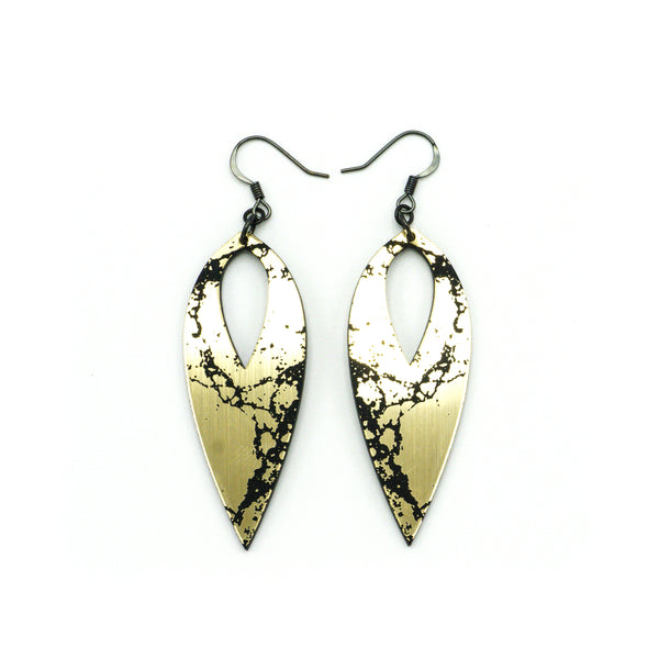 Nativas [18] // Acrylic Earrings - Brushed Gold, Black