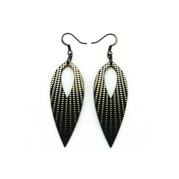 Nativas [10R] // Acrylic Earrings - Brushed Gold, Black
