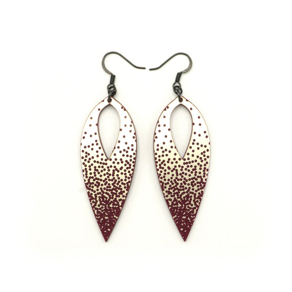 Nativas [01] // Acrylic Earrings - Brushed Nickel, Burgundy