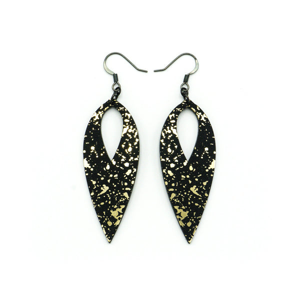 Nativas [24R] // Acrylic Earrings - Brushed Gold, Black