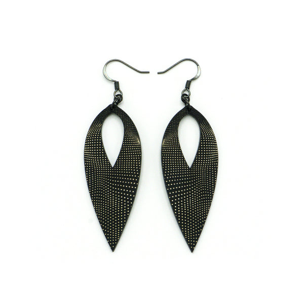 Nativas [17R] // Acrylic Earrings - Brushed Gold, Black