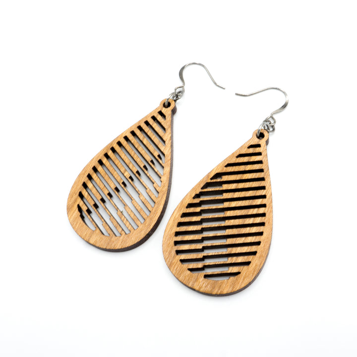Drop 06 [S] // Wood Earrings - Cherry - LIGHT RAZOR DESIGN STUDIO