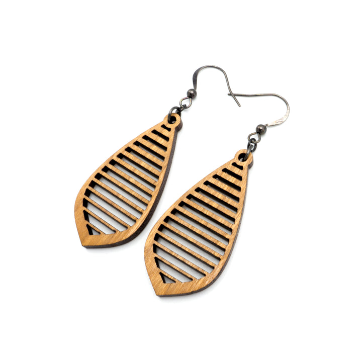 Gem Point 11 [S] // Wood Earrings - Cherry - LIGHT RAZOR DESIGN STUDIO