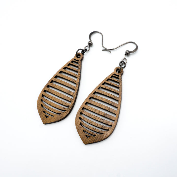 Gem Point 12 [S] // Wood Earrings - Walnut - LIGHT RAZOR DESIGN STUDIO