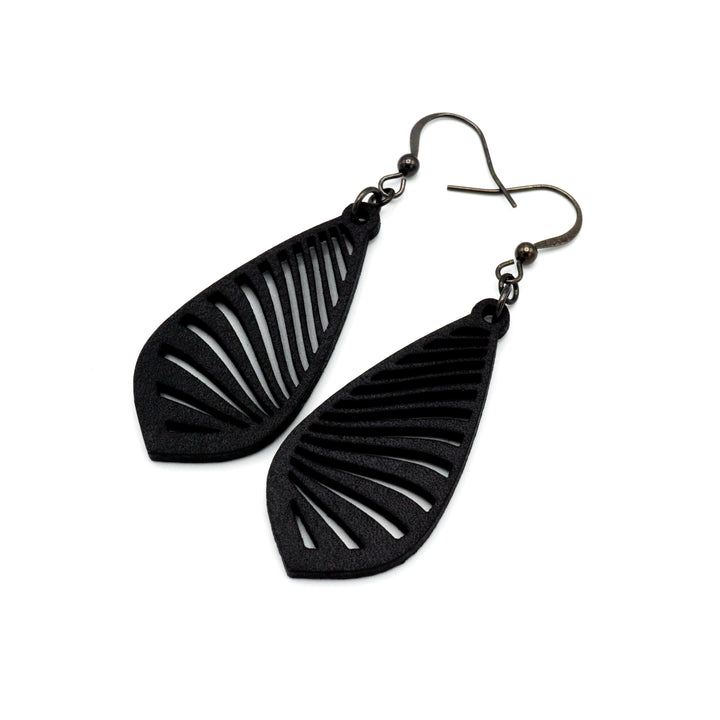 Gem Point 09 [S] // Leather Earrings - Black - LIGHT RAZOR DESIGN STUDIO