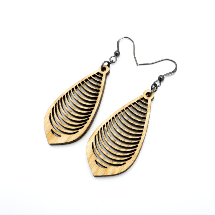 Gem Point 13 [S] // Wood Earrings - Ash - LIGHT RAZOR DESIGN STUDIO