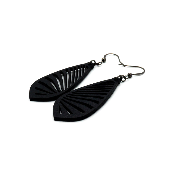 Gem Point 09 [M] // Leather Earrings - Black - LIGHT RAZOR DESIGN STUDIO
