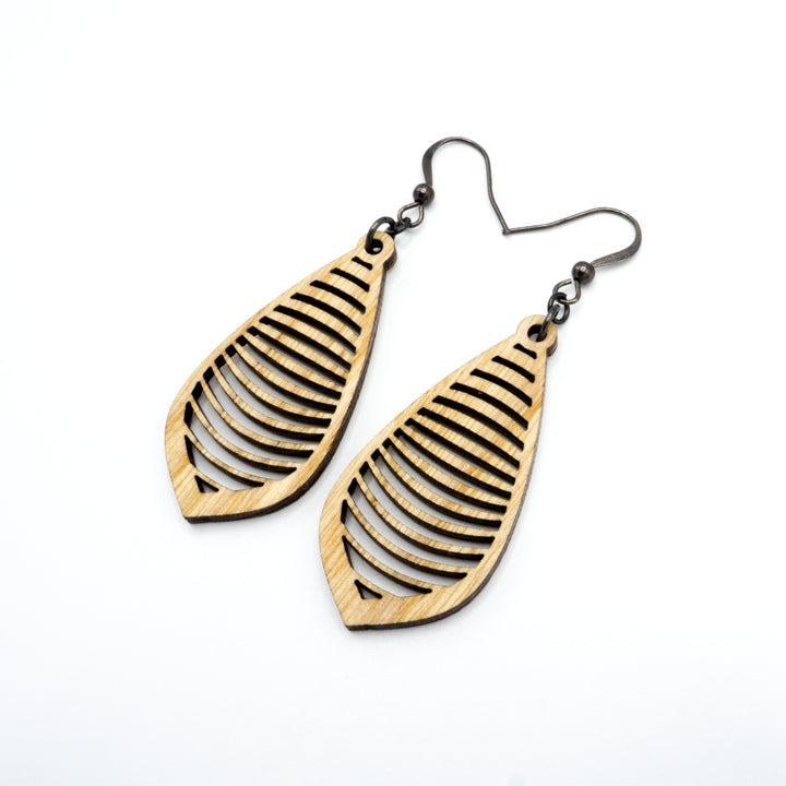 Gem Point 14 [S] // Wood Earrings - Ash - LIGHT RAZOR DESIGN STUDIO