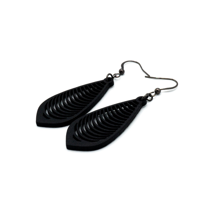 Gem Point 12 [S] // Leather Earrings - Black - LIGHT RAZOR DESIGN STUDIO