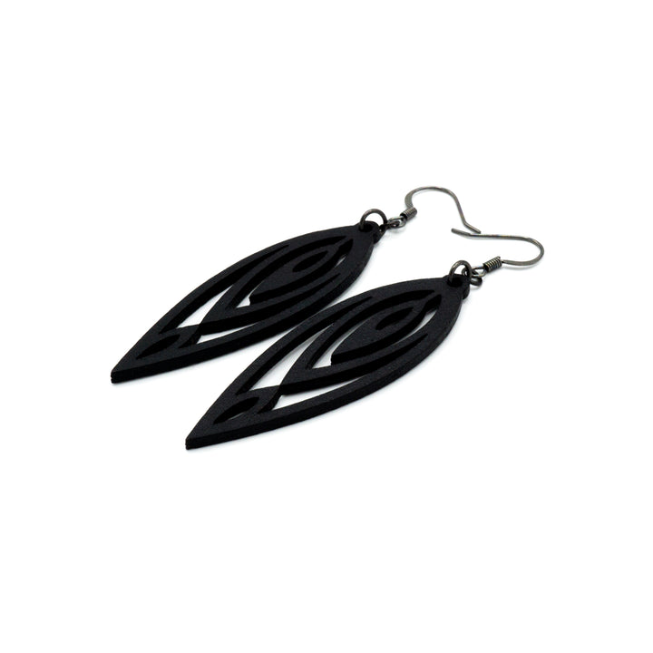 Totem 06 [S] // Leather Earrings - Black - LIGHT RAZOR DESIGN STUDIO