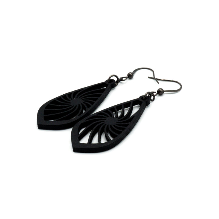 Gem Point 03 [S] // Leather Earrings - Black - LIGHT RAZOR DESIGN STUDIO