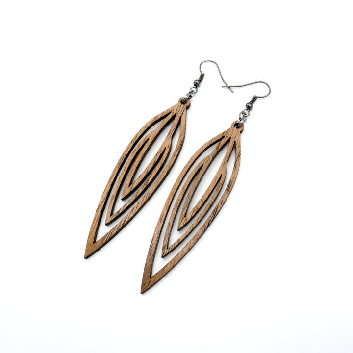 Totem 01 [L] // Wood Earrings - Walnut - LIGHT RAZOR DESIGN STUDIO