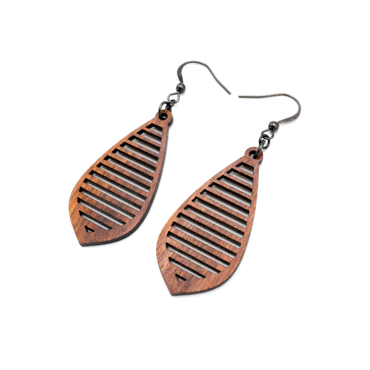 Gem Point 10 [S] // Wood Earrings - Sapele - LIGHT RAZOR DESIGN STUDIO