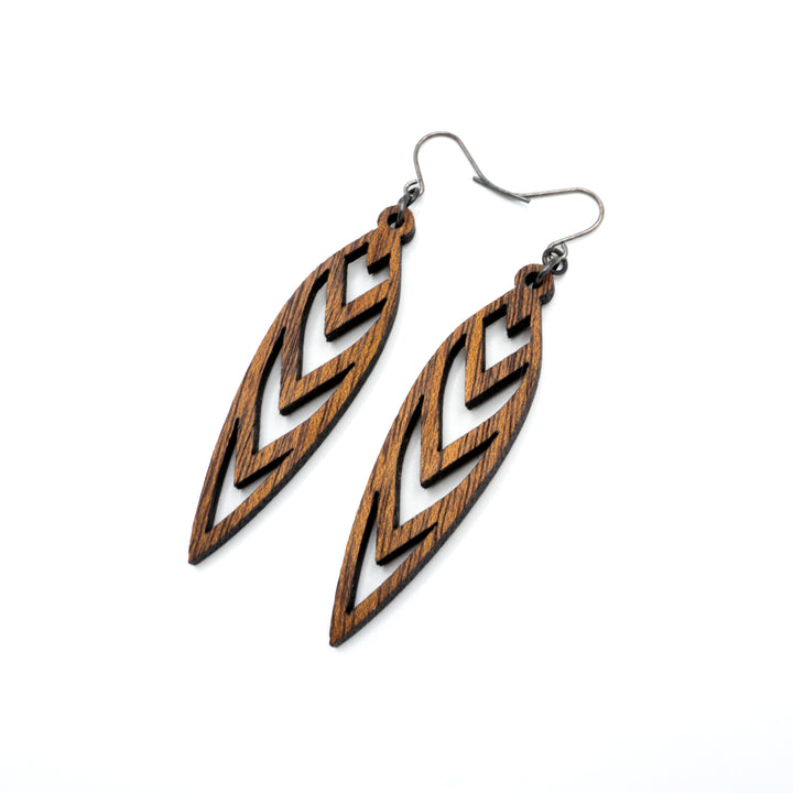 Totem 05 [S] // Wood Earrings - Walnut - LIGHT RAZOR DESIGN STUDIO