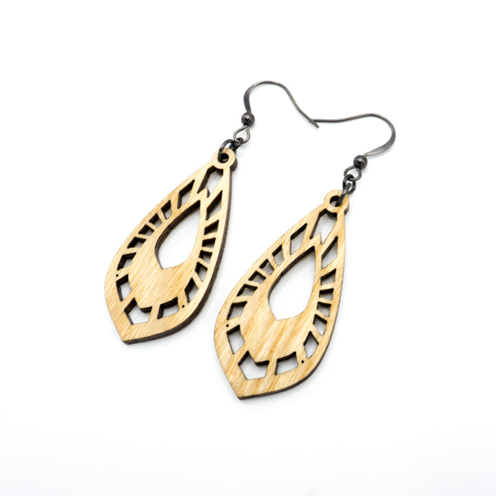 Gem Point 05 [S] // Wood Earrings - Ash - LIGHT RAZOR DESIGN STUDIO
