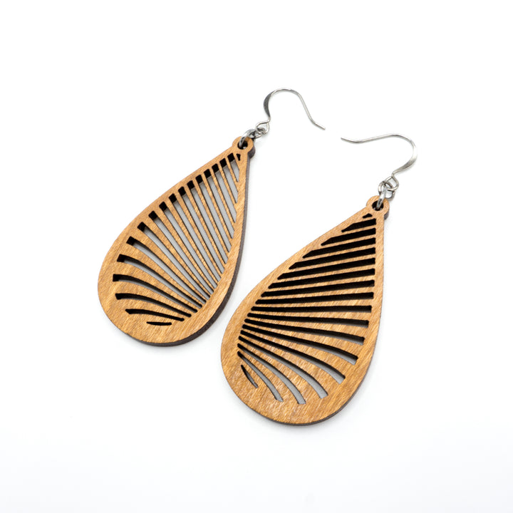 Drop 08 [S] // Wood Earrings - Cherry - LIGHT RAZOR DESIGN STUDIO