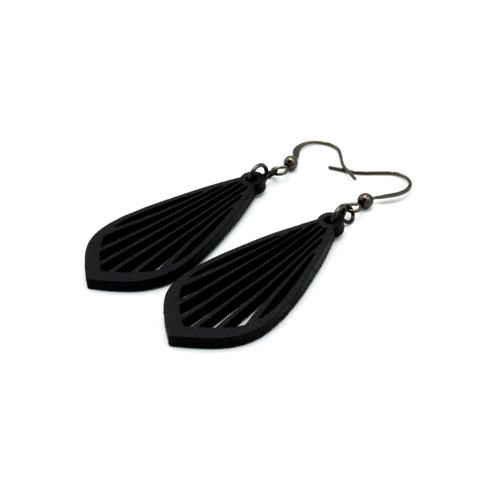 Gem Point 02 [S] // Leather Earrings - Black - LIGHT RAZOR DESIGN STUDIO