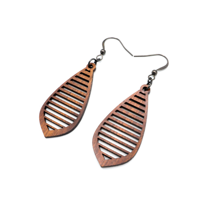 Gem Point 11 [S] // Wood Earrings - Sapele - LIGHT RAZOR DESIGN STUDIO