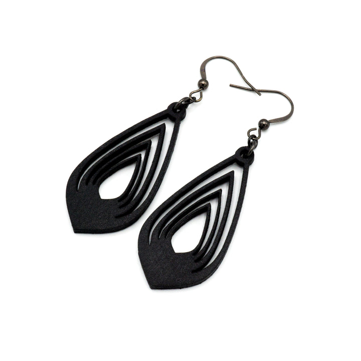 Gem Point 08 [S] // Leather Earrings - Black - LIGHT RAZOR DESIGN STUDIO