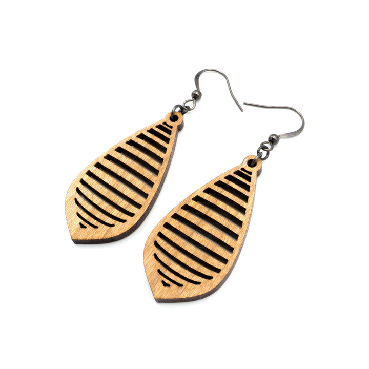 Gem Point 12 [S] // Wood Earrings - Cherry - LIGHT RAZOR DESIGN STUDIO