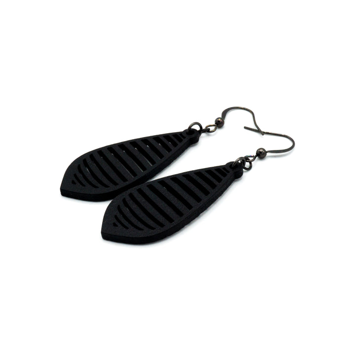 Gem Point 12 [S] // Leather Earrings - Black - LIGHT RAZOR DESIGN STUDIO
