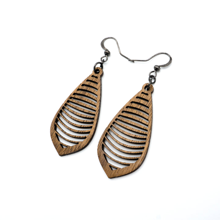 Gem Point 14 [S] // Wood Earrings - Walnut - LIGHT RAZOR DESIGN STUDIO
