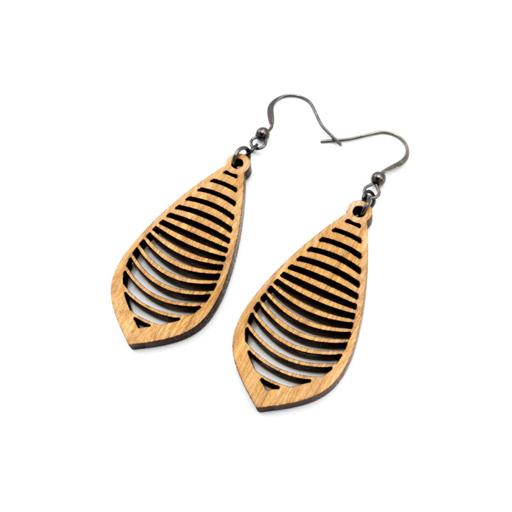 Gem Point 14 [S] // Wood Earrings - Cherry - LIGHT RAZOR DESIGN STUDIO
