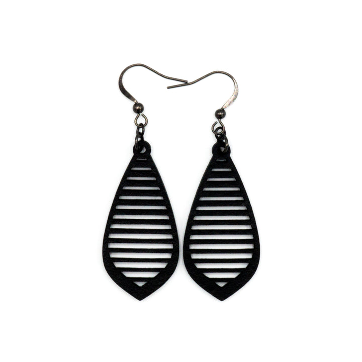 Gem Point 11 [S] // Leather Earrings - Black - LIGHT RAZOR DESIGN STUDIO