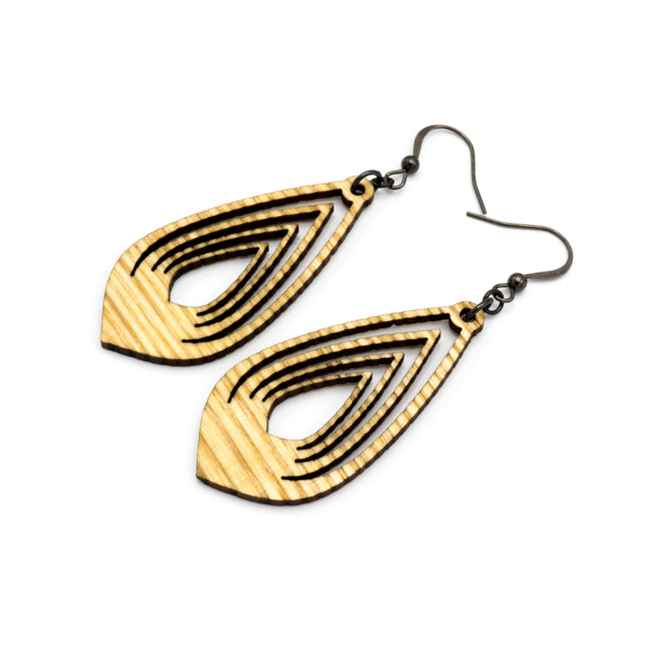 Gem Point 08 [M] // Wood Earrings - Ash - LIGHT RAZOR DESIGN STUDIO