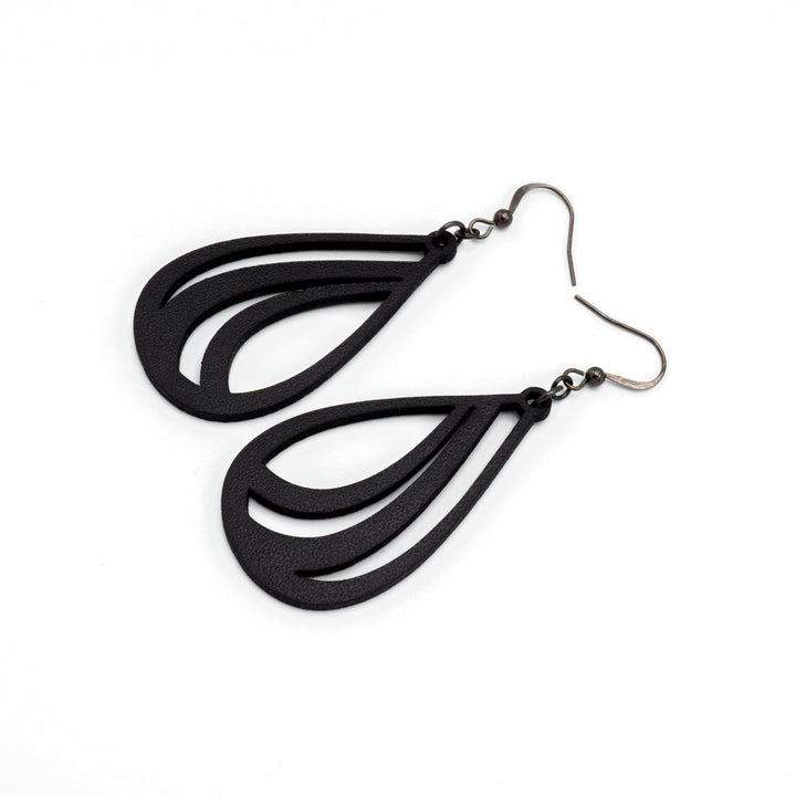 Drop 01 [S] // Leather Earrings - Black - LIGHT RAZOR DESIGN STUDIO