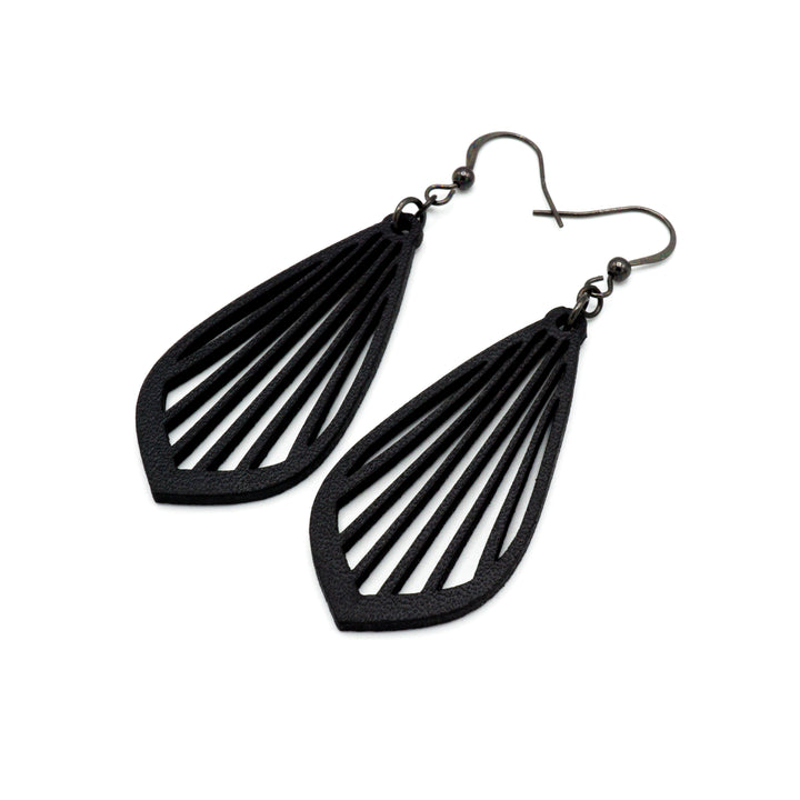 Gem Point 02 [M] // Leather Earrings - Black - LIGHT RAZOR DESIGN STUDIO
