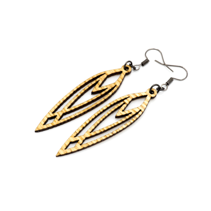Totem 04 [S] // Wood Earrings - Ash - LIGHT RAZOR DESIGN STUDIO