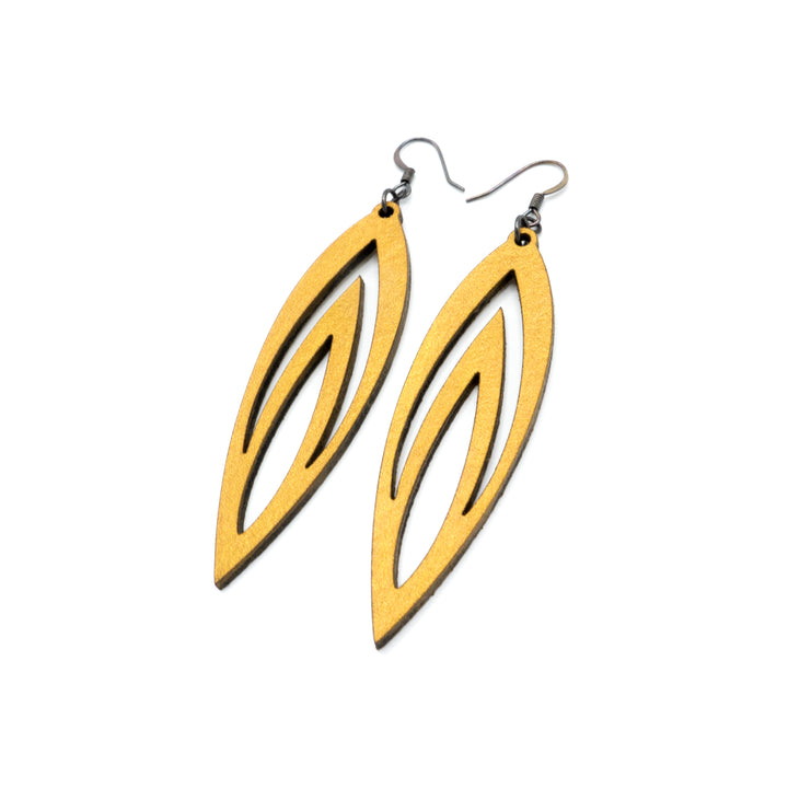 Totem 08 [L] // Leather Earrings - Gold - LIGHT RAZOR DESIGN STUDIO