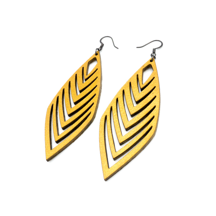 Terrabyte v.18 // Leather Earrings - Gold - LIGHT RAZOR DESIGN STUDIO