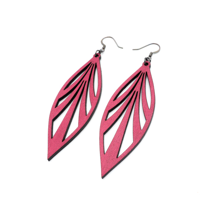 Petal 03 [L] // Leather Earrings - Fuchsia - LIGHT RAZOR DESIGN STUDIO