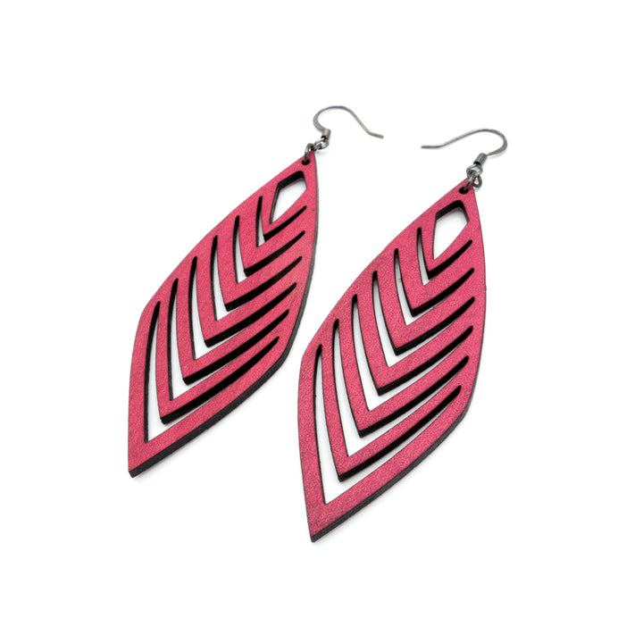 Terrabyte v.18 // Leather Earrings - Fuchsia - LIGHT RAZOR DESIGN STUDIO
