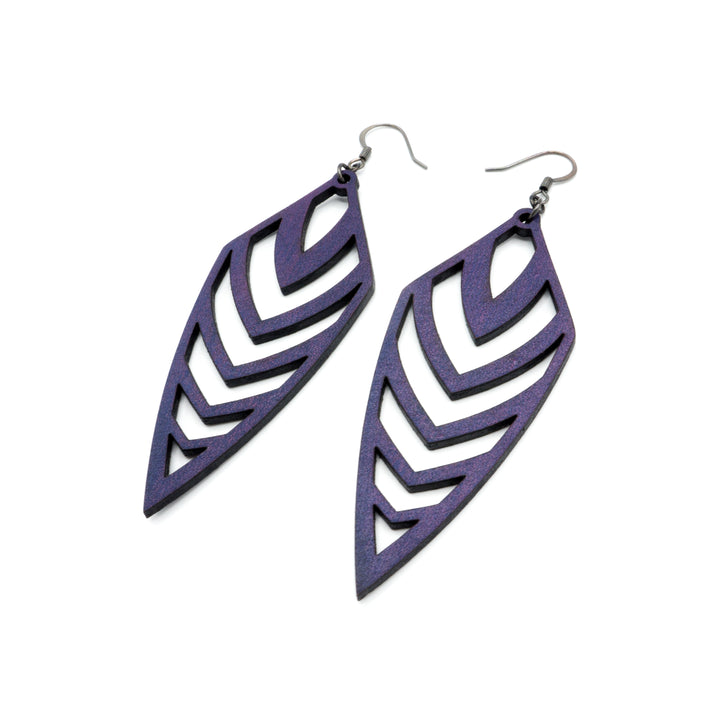 Arrowhead 03 [L] // Leather Earrings - Purple - LIGHT RAZOR DESIGN STUDIO