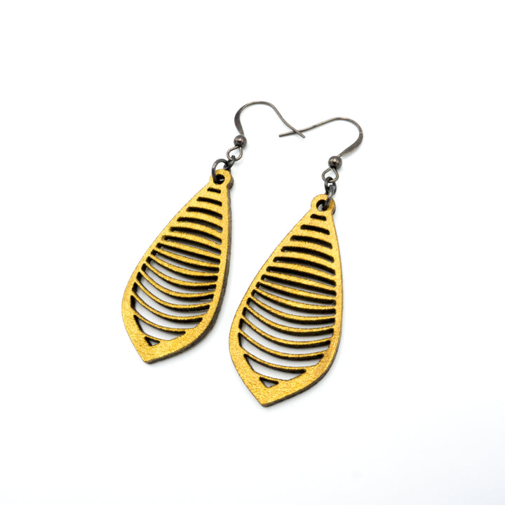 Gem Point 14 [S] // Leather Earrings - Gold - LIGHT RAZOR DESIGN STUDIO