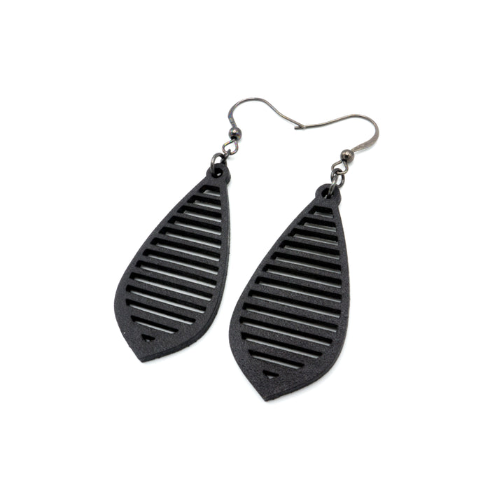 Gem Point 10 [S] // Leather Earrings - Black - LIGHT RAZOR DESIGN STUDIO