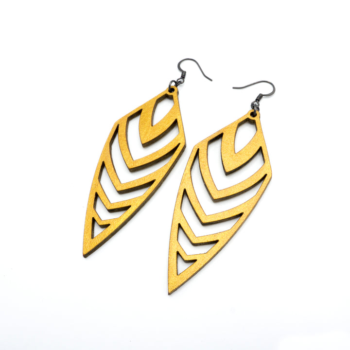 Arrowhead 03 [L] // Leather Earrings - Gold - LIGHT RAZOR DESIGN STUDIO
