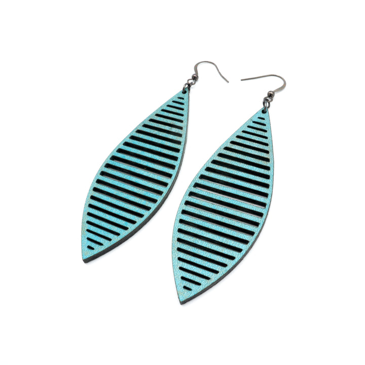 Terrabyte v.11_2 // Leather Earrings - Turquoise Pearl - LIGHT RAZOR DESIGN STUDIO